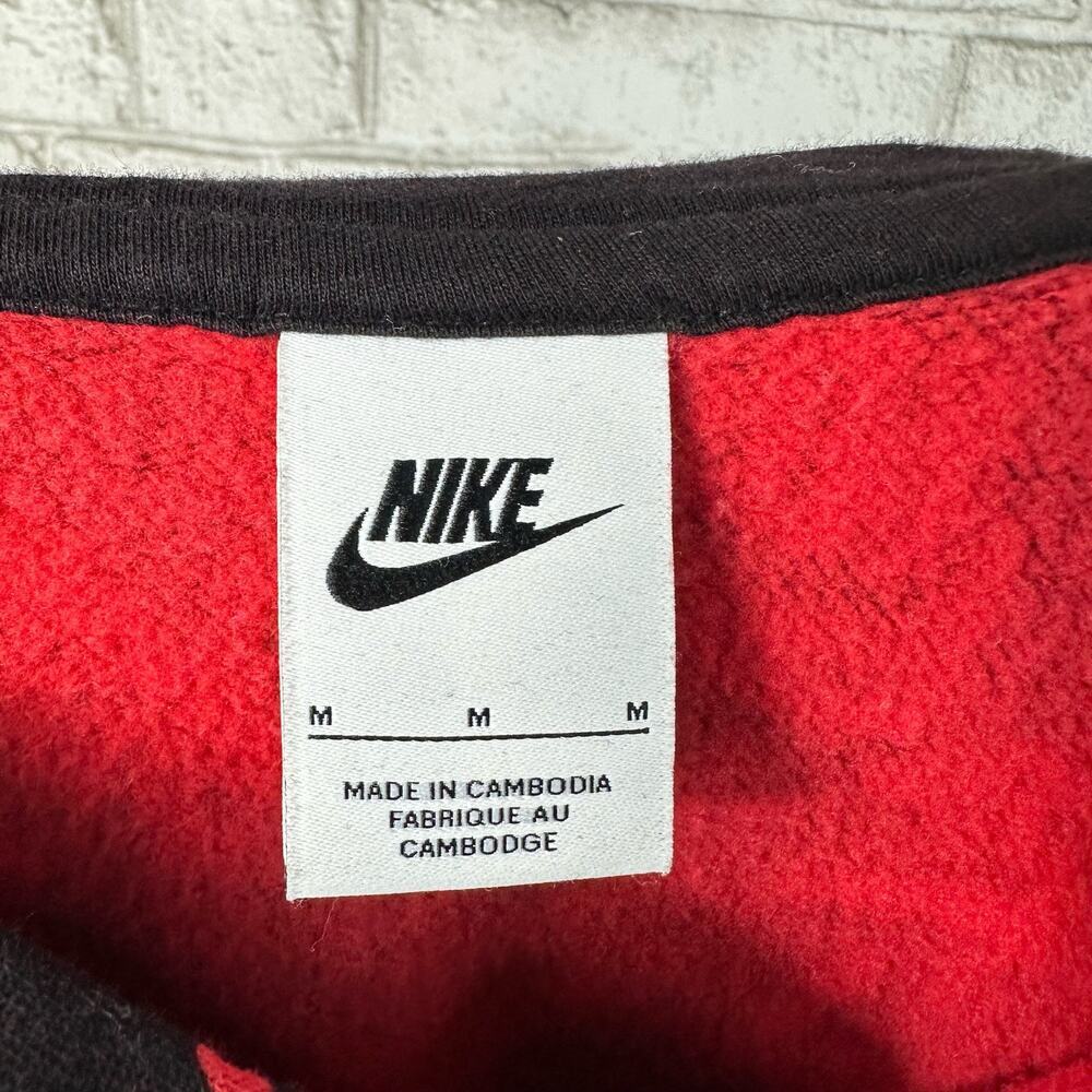 Nike Hoodie Essentials All Over Logo Sweatshirt Cotton Blend Black Red M - Picture 4 of 9